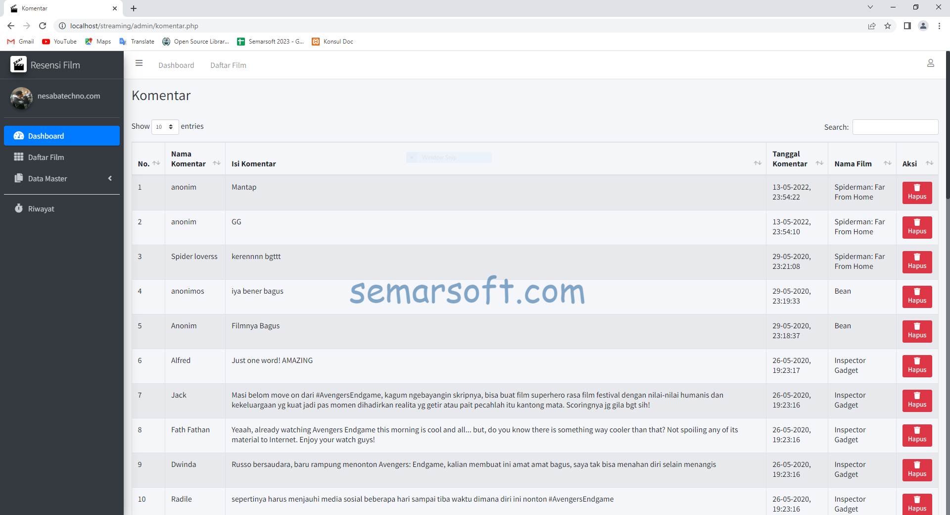 Download Aplikasi Streaming Film Berbasis Web (PHP)