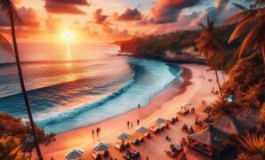 Pantai Tersembunyi di Nusa Dua Bali with a beautiful sunset view in horizontal format