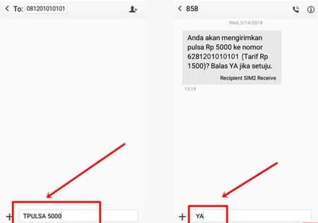 Cara Transfer Pulsa Telkomsel, Cara Transfer Pulsa Telkomsel via SMS