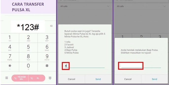 Cara Transfer Pulsa dari XL ke Telkomsel, dengan menggunakan kode dial