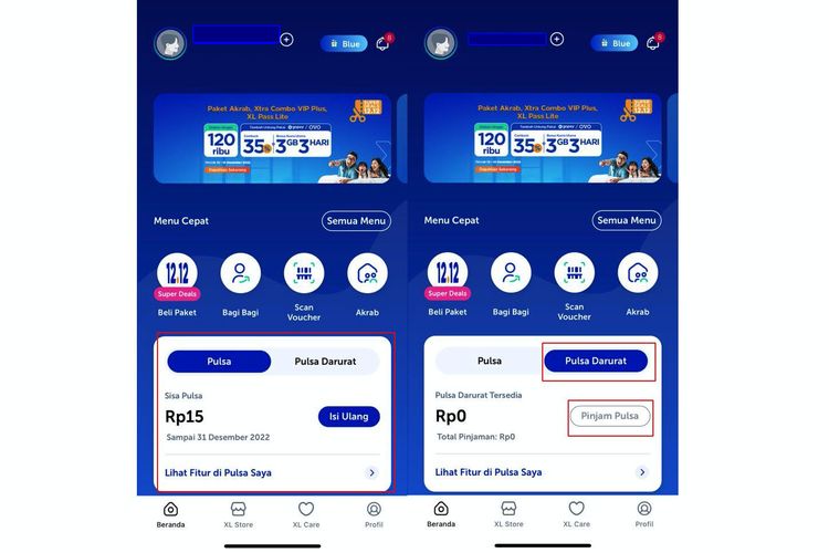 Cara Pinjam Pulsa Darurat XL, dengan menggunakan aplikasi myXL
