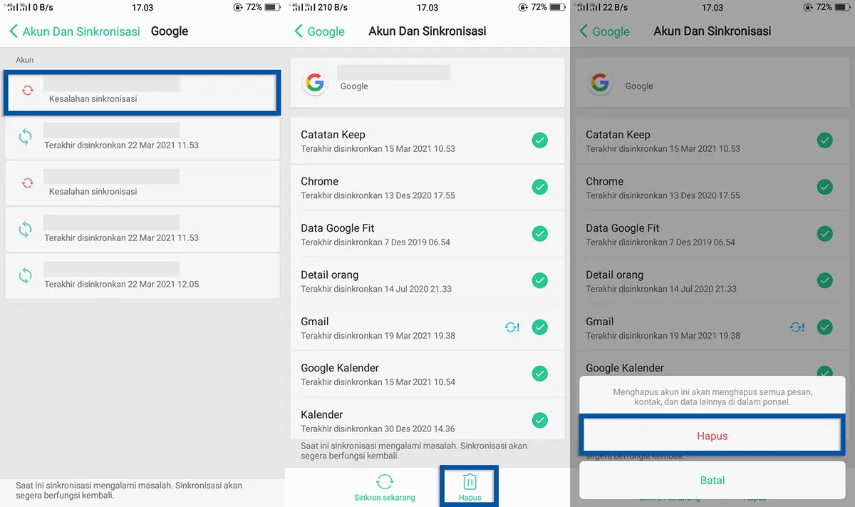 Cara Menghapus Akun Google di HP OPPO, Cara Menghapus Akun Google di HP OPPO memlalui Pengaturan