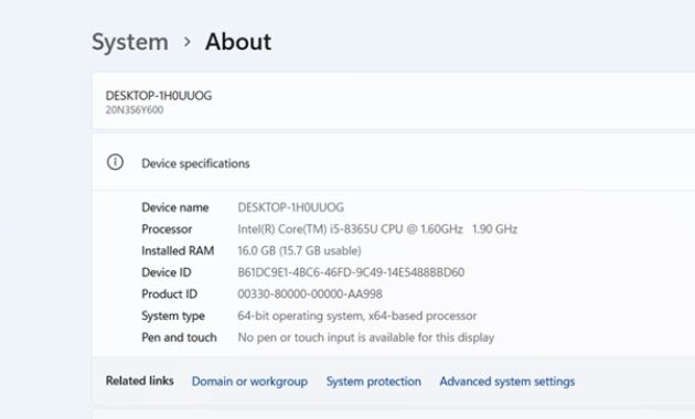 Gambar 2. Gunakan fitur “about” di setting windows