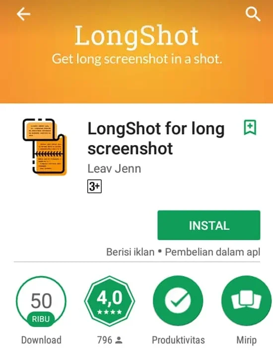 Cara Screenshot Samsung J2 Prime, Screenshot Panjang di Samsung J2 Prime dengan Menggunakan Aplikasi LongShot