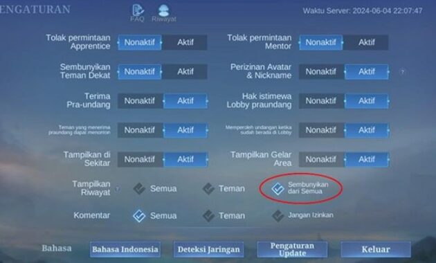 Gambar 1. Cara menyembunyikan hasil pertandingan ML