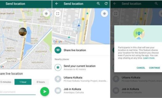 Gambar 1. Cara share lokasi lewat WA Whatsapp