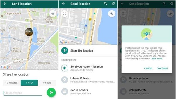 Gambar 1. Cara share lokasi lewat WA Whatsapp