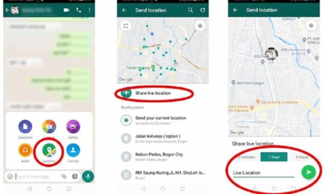 Gambar 2. Cara share lokasi lewat WA di Android