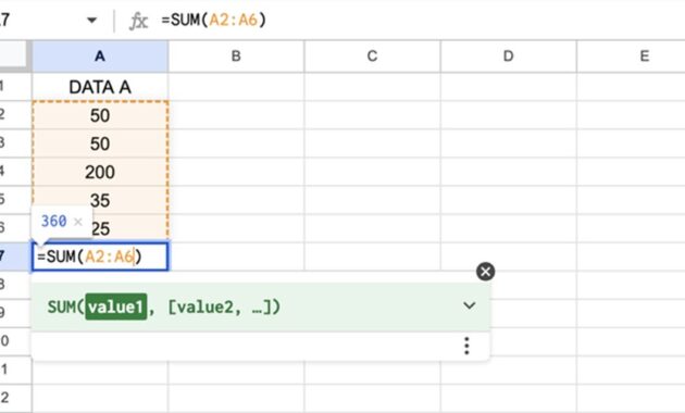 Gambar 1. Rumus SUM Excel