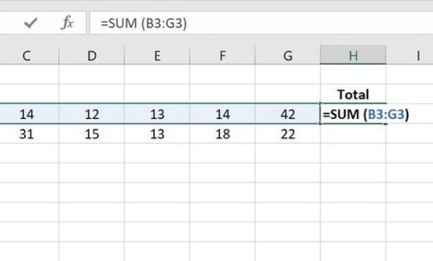 Gambar 2. Cara menggunakan SUM di Excel