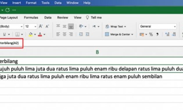 Gambar 1. Rumus terbilang excel