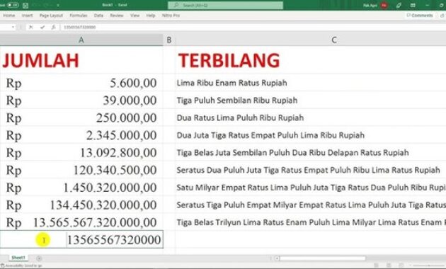 Gambar 2. Fungsi terbilang otomatis excel
