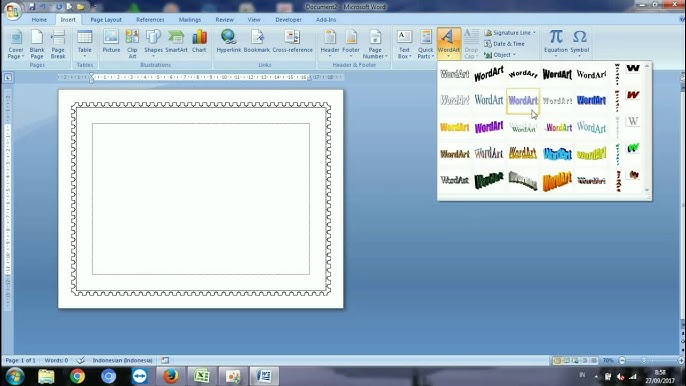 Membuat Bingkai di Word, Membuat Bingkai di Word