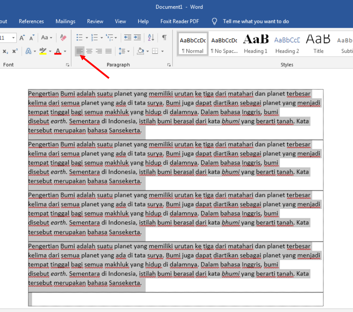 Mengatur Teks Rata Kanan Kiri Tengah di Word, Cara Mengatur Teks Rata Kanan Kiri Tengah di Word menggunakan Laptop