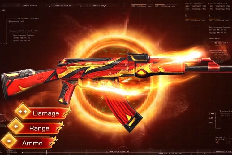 Topi Jerami FF, Skin Senjata yang Paling Matching contohnya AK47 Flaming Red