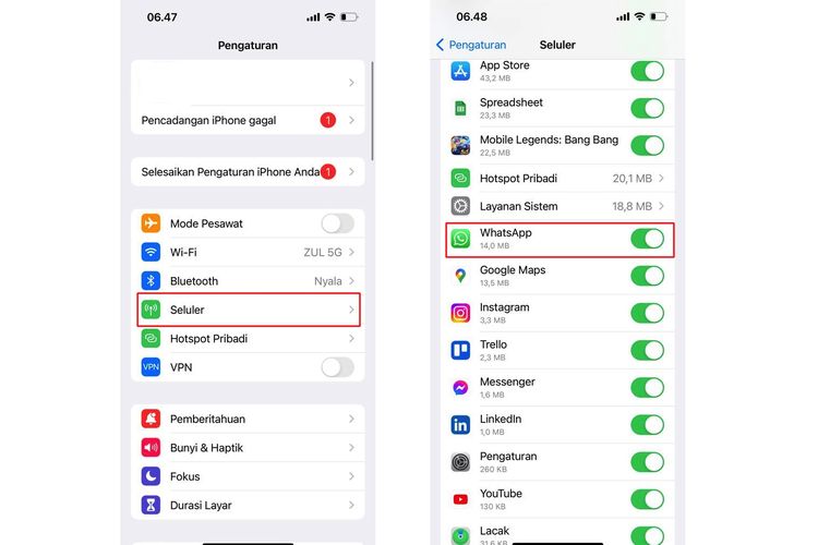 Cara Agar WA Centang 1,  Nonaktifkan Data Khusus Buat WA