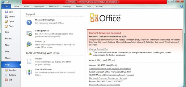 Gambar 1. Cara aktivasi office 2010