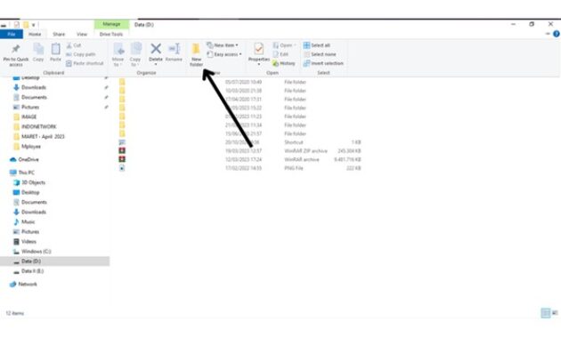 Gambar 2. Dasar teknik cara membuat folder baru di laptop