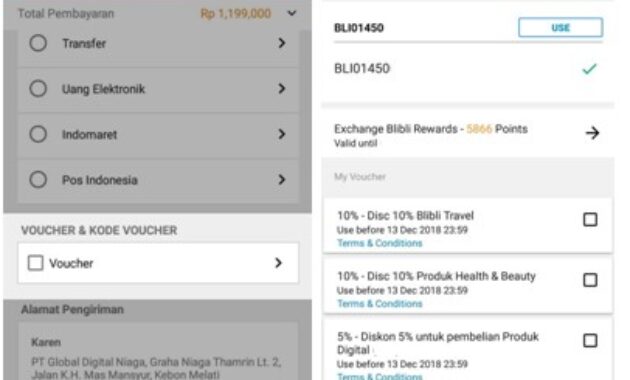 Gambar 1. Cara pakai kode promo Blibli