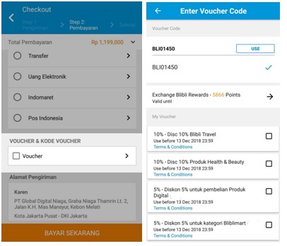 Gambar 1. Cara pakai kode promo Blibli