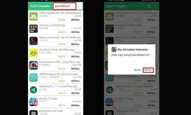 Gambar 5. Meluncurkan XAPK installer android