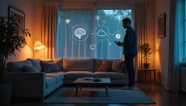 Gambar 1. Smart home dengan kontrol suara berbasis AI