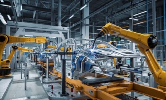 Gambar 1. Penerapan robotik di industri manufaktur modern